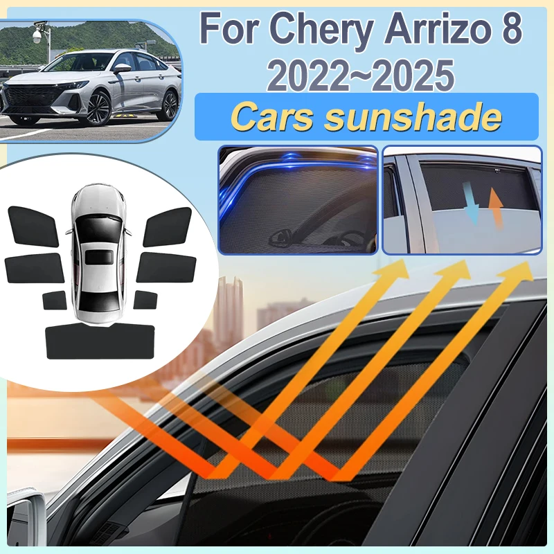

For Chery Arrizo 8 2022 2023 2024 2025 Car Sun Visor Protection Breathable Non-Stuffy Foldable Mesh Sun Shades Auto Accessories