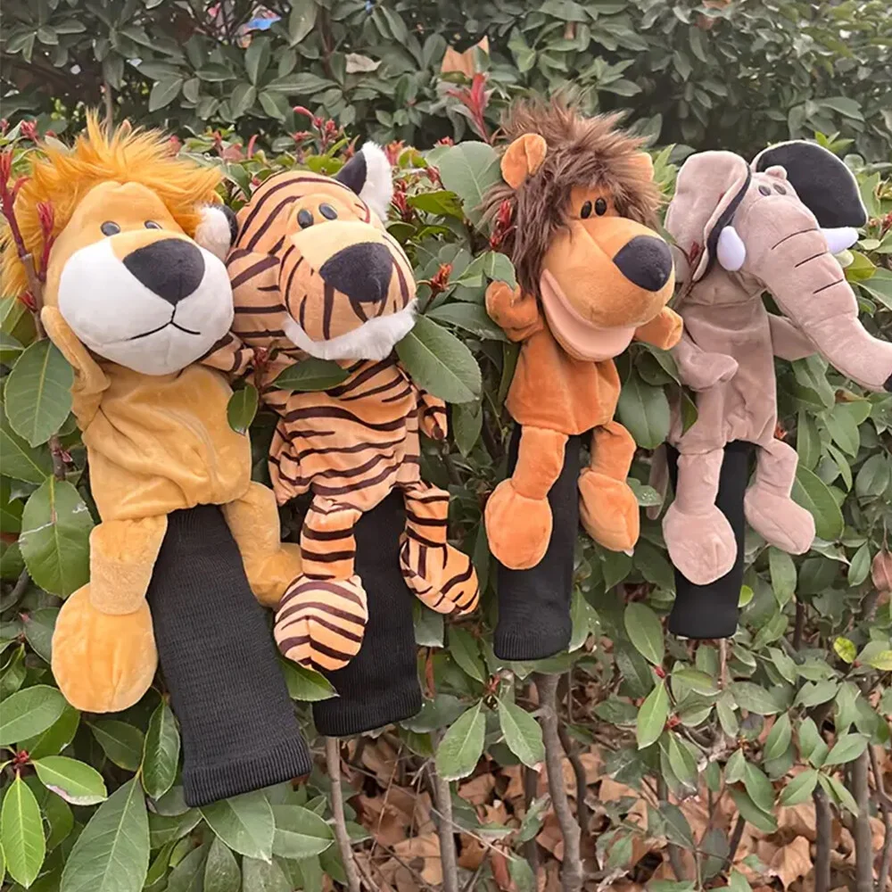 

Golf Club Head Cover Animal Style Plush Protector for Woods Putters Soft Friction Prevention Golf Course Accessory