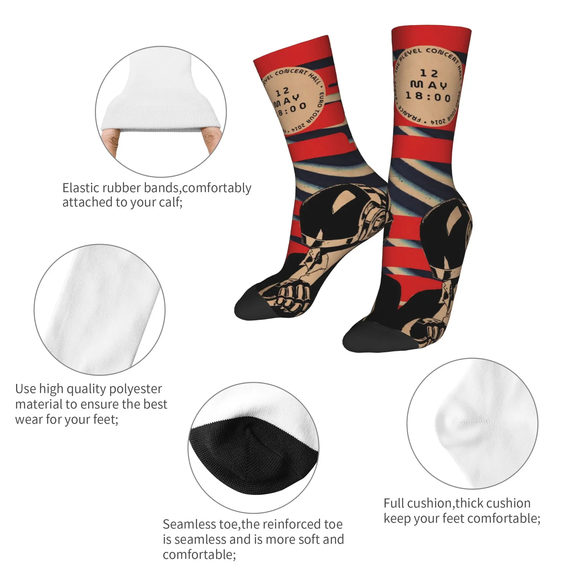 Daft Punk Electronic Band Stockings  Graphic Funny Socks Winter Non Slip Socks Unisex Men Running Sports Soft Socks