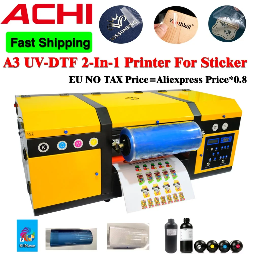 A3 UV DTF Printer Laminating 2 in 1 Varnish Gliding Printer Sticker Waterproof Dustproof for Wood Glass Phone Case EU US STOCK