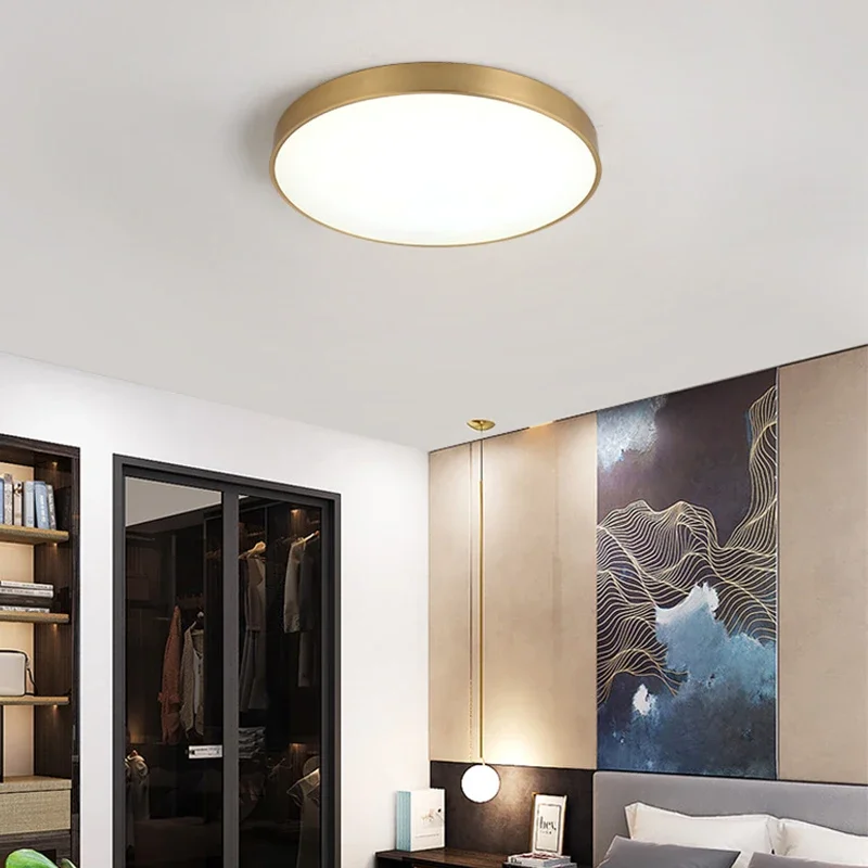 Modern LED Corridor Ceiling Light Lamps Simple Golden Round for Living Dining Room Bedroom Aisle Balcony Study Lighting Fixtures