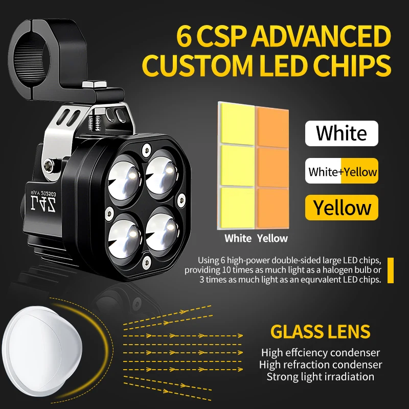 

Светодиодные фары для мотоциклов, мерцающие лампы, индикаторы прожекторов для вождения, дальний ближний свет для автомобиля 4x4, внедорожника, квадроцикла