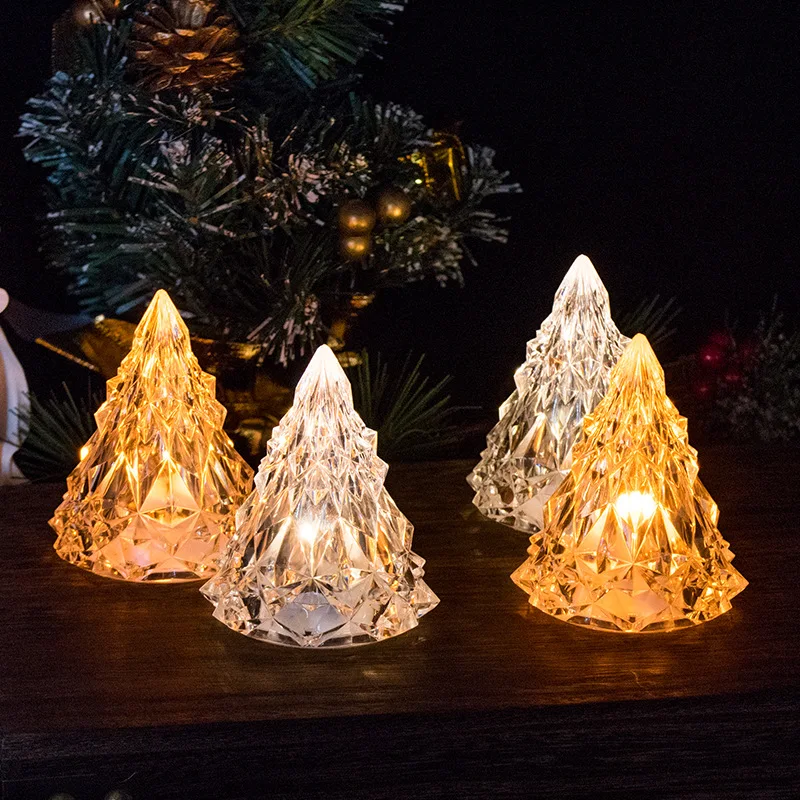 

24pcs Flameless LED Electronic Candles Christmas Tree Shaped Candles Crystal Lights Atmosphere LightsWedding Holiday Decorations