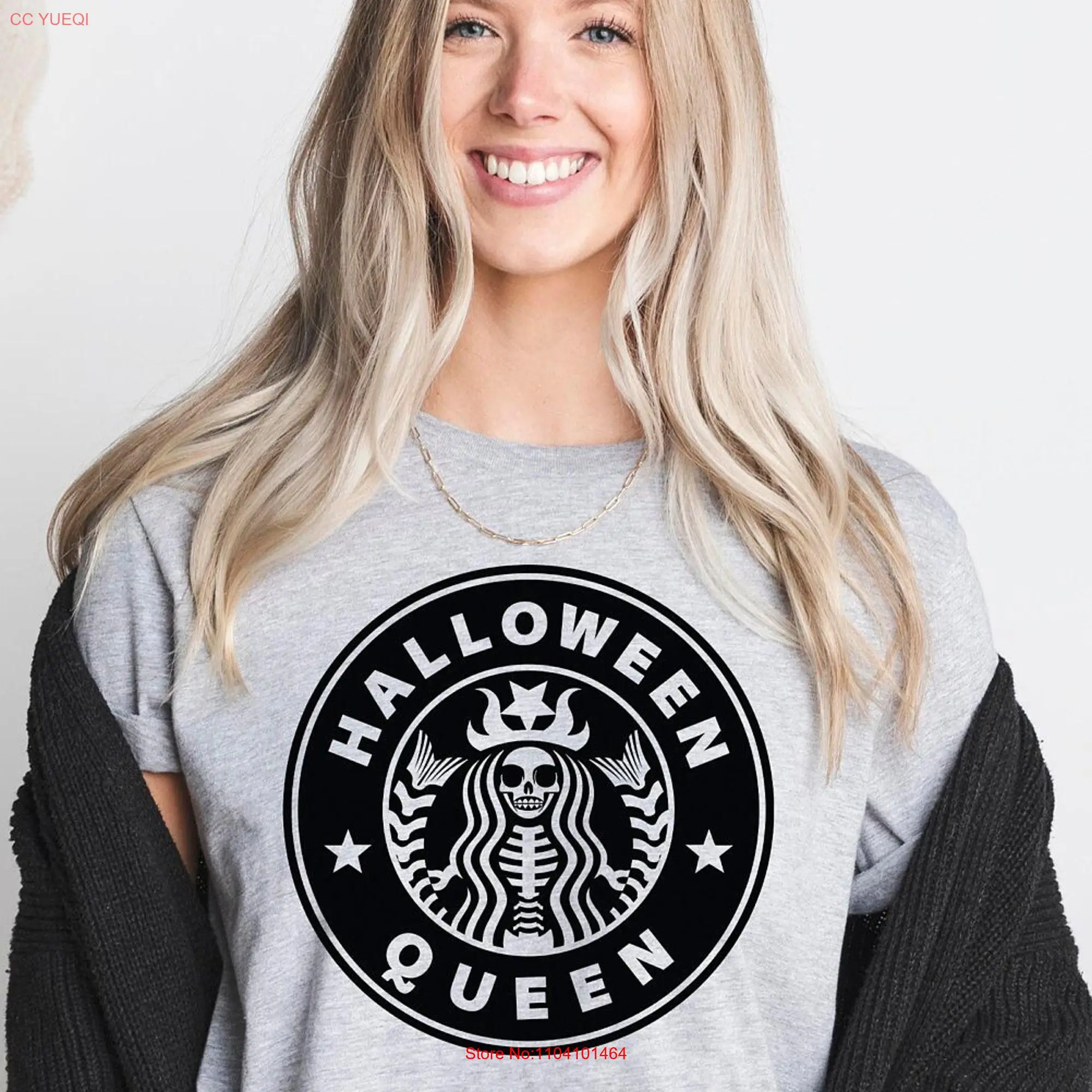 Halloween Queen Skeleton Coffee Coffe T Shirt Lover long or short sleeves