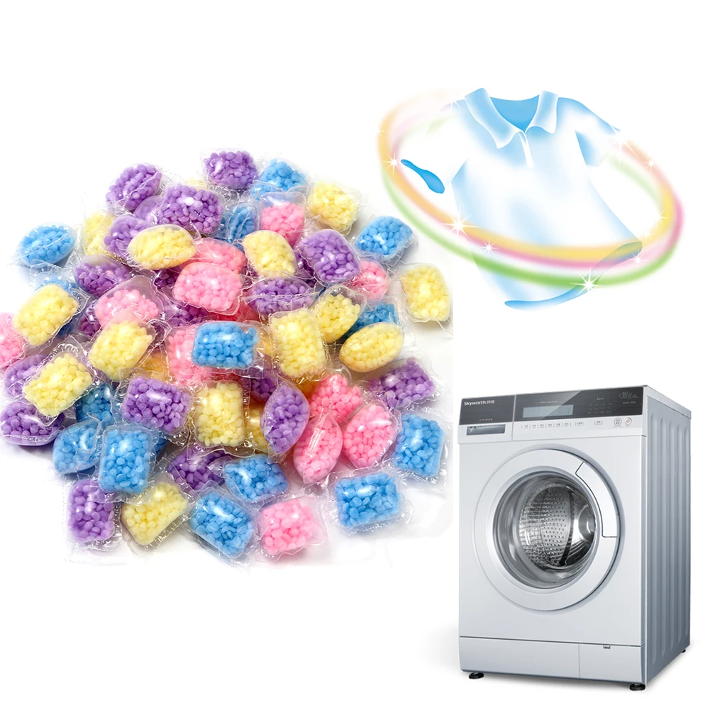 100PCS/SET Laundry Beads Rose Fragrance Beads Detergent Liquid Capsule Ball for Washing Machine Soft Clothing Diffuser Perfume