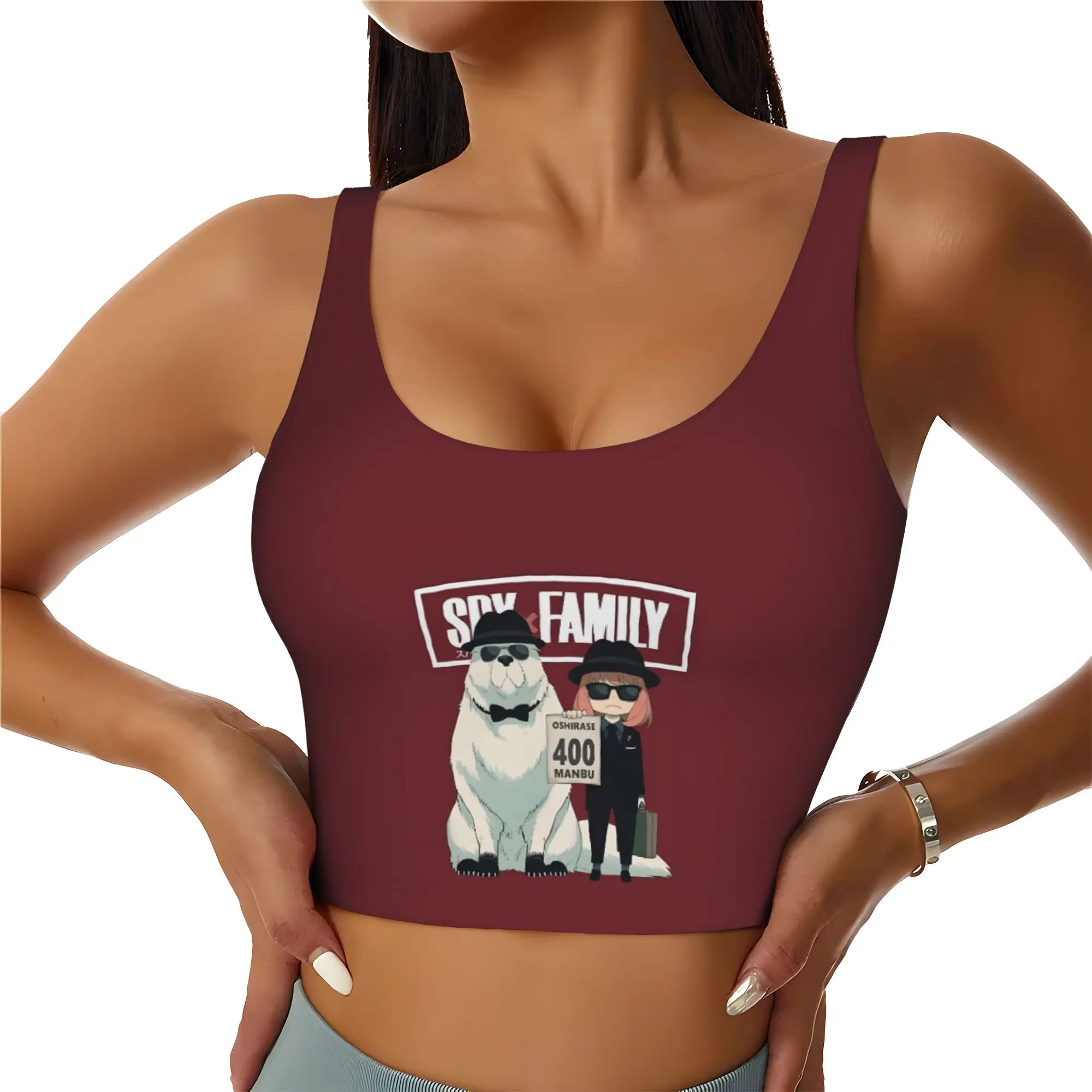 High Impact Manga Spy Family Japane Anime  Sports Bra Women Anya Agent  Gym Workout Yoga Crop Top
