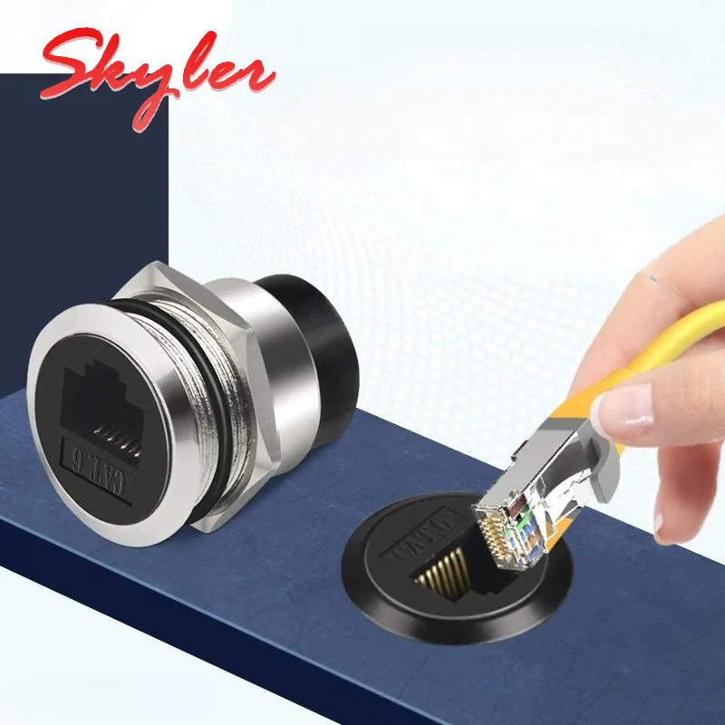 Metal Circular C-Type RJ45 Connector Network CAT6A Shielded/Unshielded Panel 22mm Mount Chassis Plug Cat6 Internet 8p8c Modular