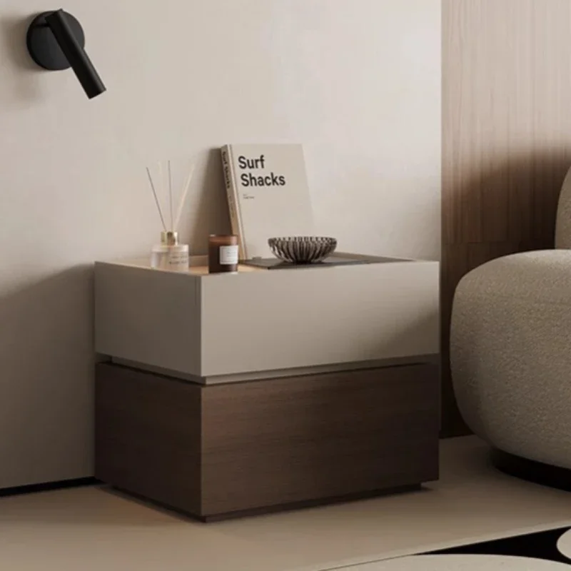 Multi-functional Solid wood paint-free board bedside table household bedroom small bedside storage cabinet sturdy and durable