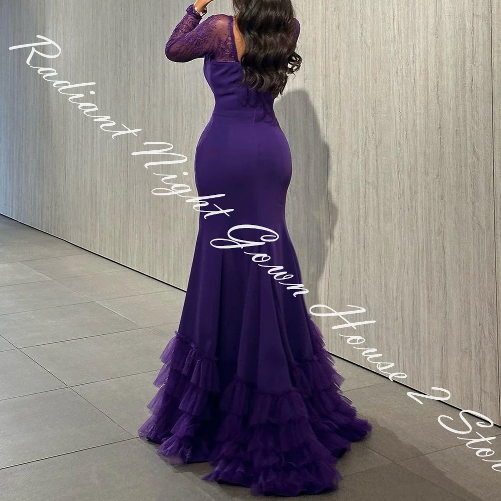 Delicate Tulle Mermaid Tiered Evening Dress Strapless Long Sleeves Floor Length Panel Train Photo Color Bespoke Occasion Gowns