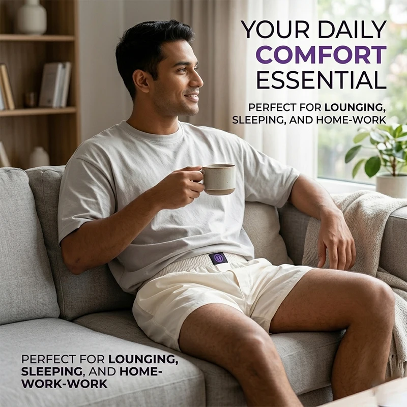 Summer Underwear Sleepwear Basics Men’s Loose Fit Boxer Shorts Cotton Breathable Home Sleep Bottoms