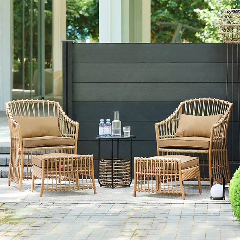 

Outdoor rattan tables and chairs cafe villa garden outdoor balcony terrace courtyard leisure chair