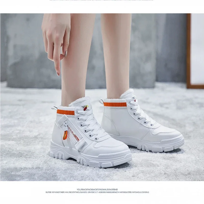 Winter Women\'s Walking Shoes High Top Jogging Sneakers Students Plush Thick Warm Booties Woman Female Snow Short  Ankle Boots