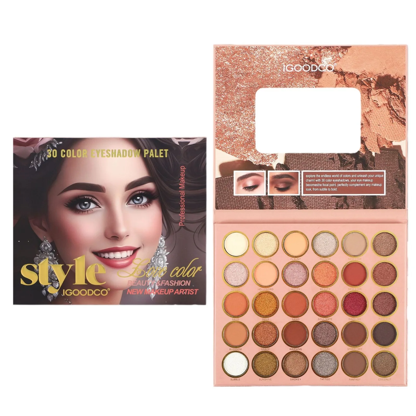 30 Colors Eyeshadow Palette Punk Smokey Cool Toned Eyeshadow Palette Smokey Nude Eye Pigments Makeup Cosmetics