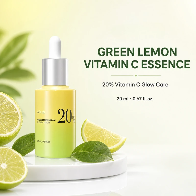Suero Facial Coreano de Vitamina C con Limón Verde, Esencia Blanqueadora, Hidratante y Aclarante para Manchas, 20 ml, Productos de Belleza para el Cuidado Diario de la Piel