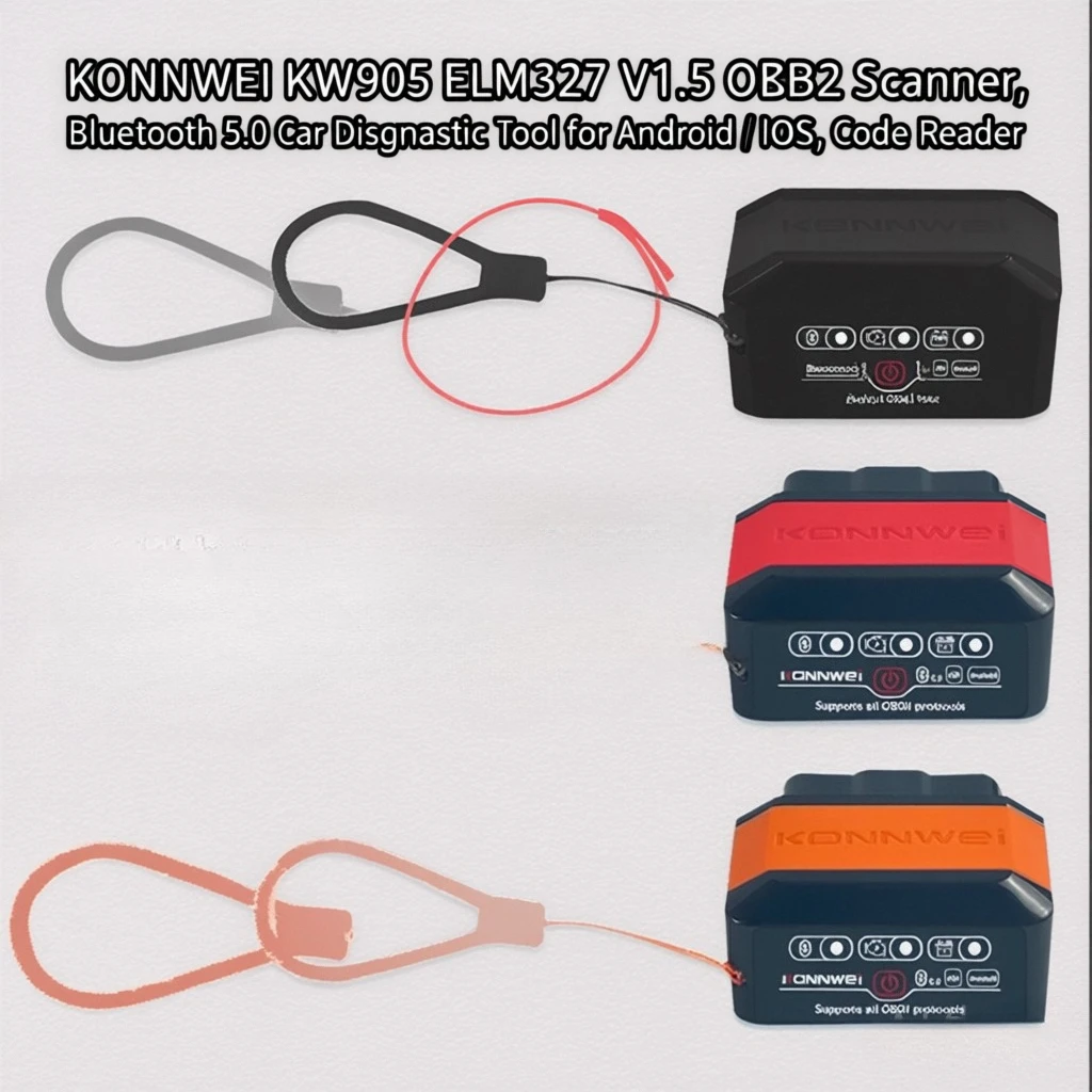 

KONNWEI KW905 ELM327 V1.5 OBD2 сканер, автомобильный диагностический инструмент Bluetooth 5.0 для Android/iOS, считыватель кодов