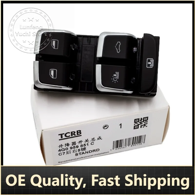 

P/N:4G0959851C, 4G0959851G - Rear Right Power Window Switch for Audi A6L C7