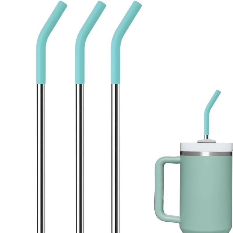 Silicone Straw Covers Metal Straws Tips Cover 8MM Wide Stainless Steel Food Straw Straws Straw Covers Accessories Reusable