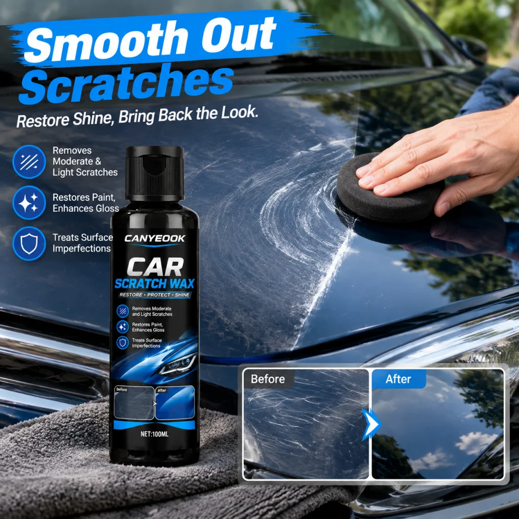 CANYEOOK Car Scratch Wax 100ml, Remove Light & Medium Scratches, Polish Swirl Marks & Water Spots, Restore Paint Gloss