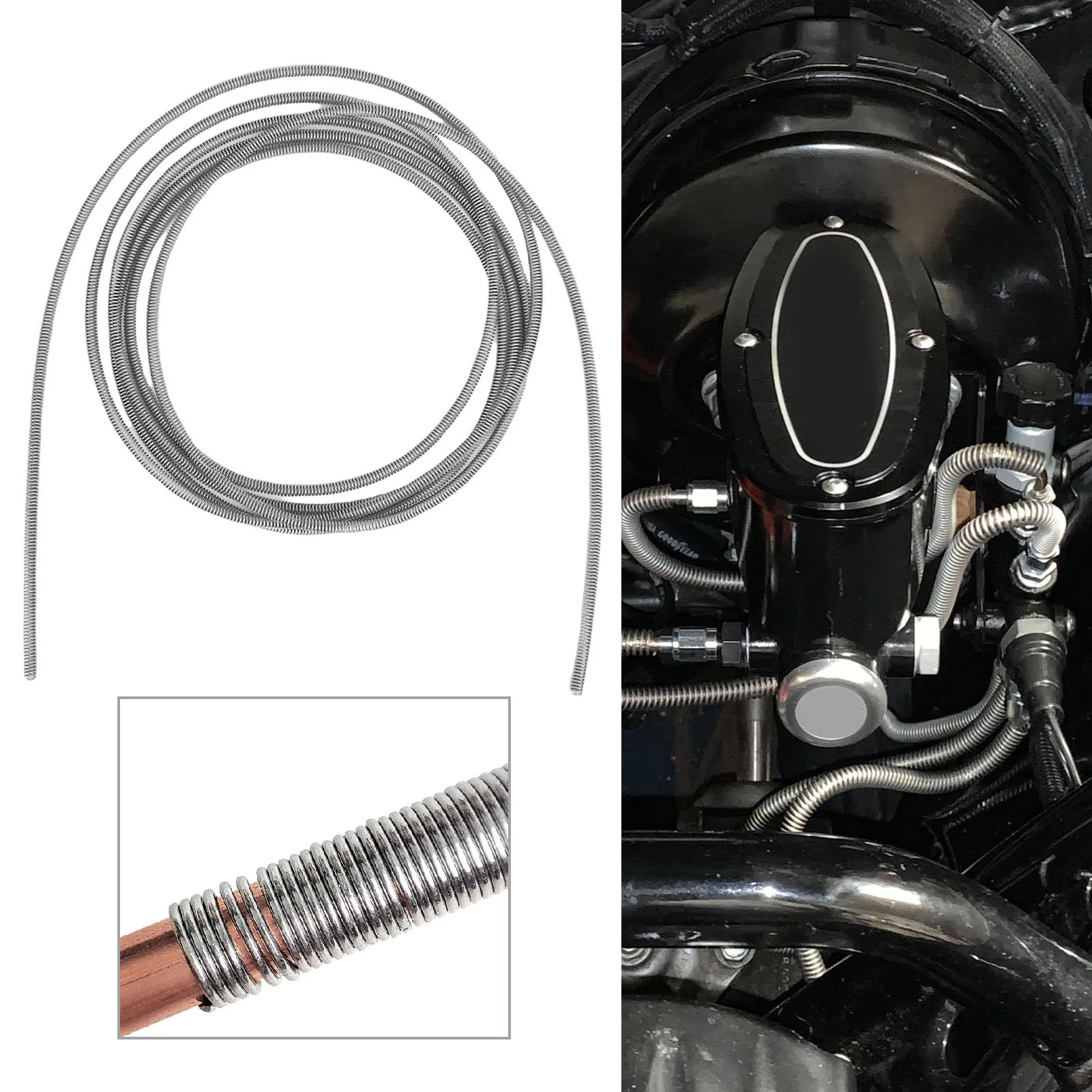 

16-футовая защита тормозной линии автомобиля, портативная оцинкованная защитная гравийная пружина из нержавеющей стали для трубки 3/16 дюйма