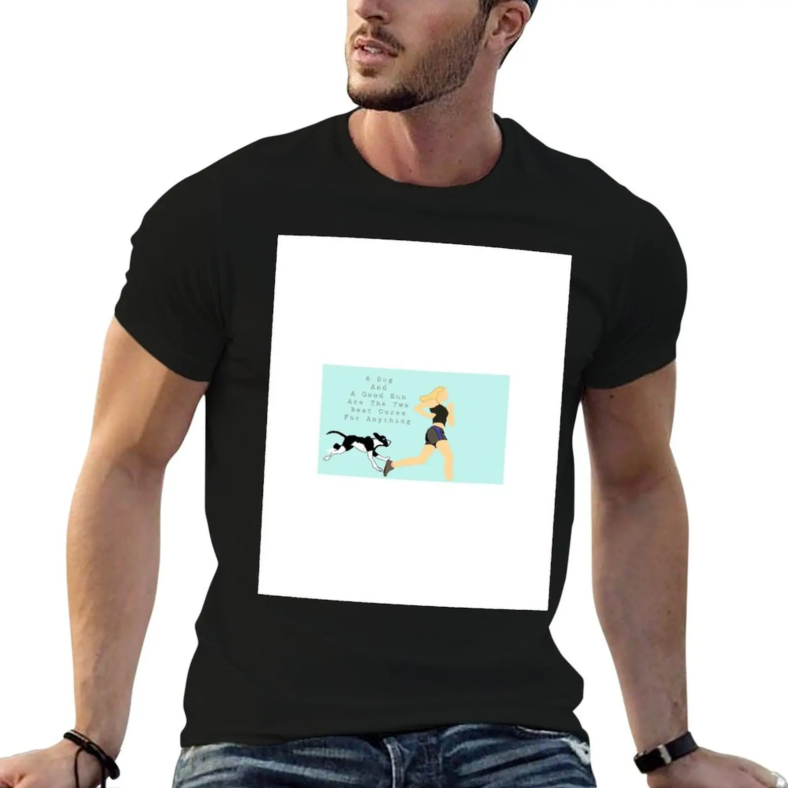 Run with dog. T-Shirt customizeds graphic t shirts big and tall t shirts for men