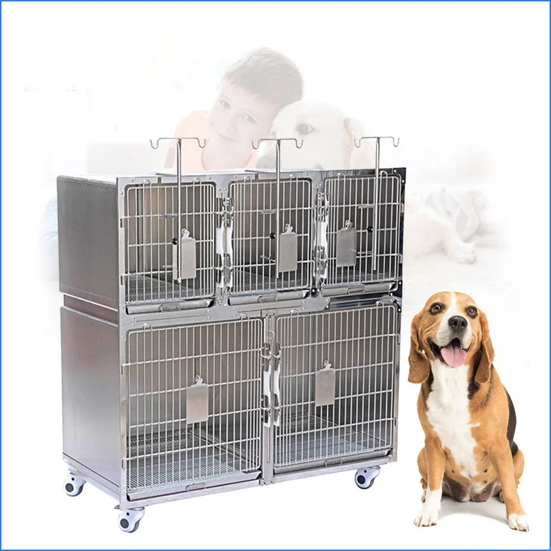 Five sets of dog cat stainless steel pet cage veterinary icu use good price