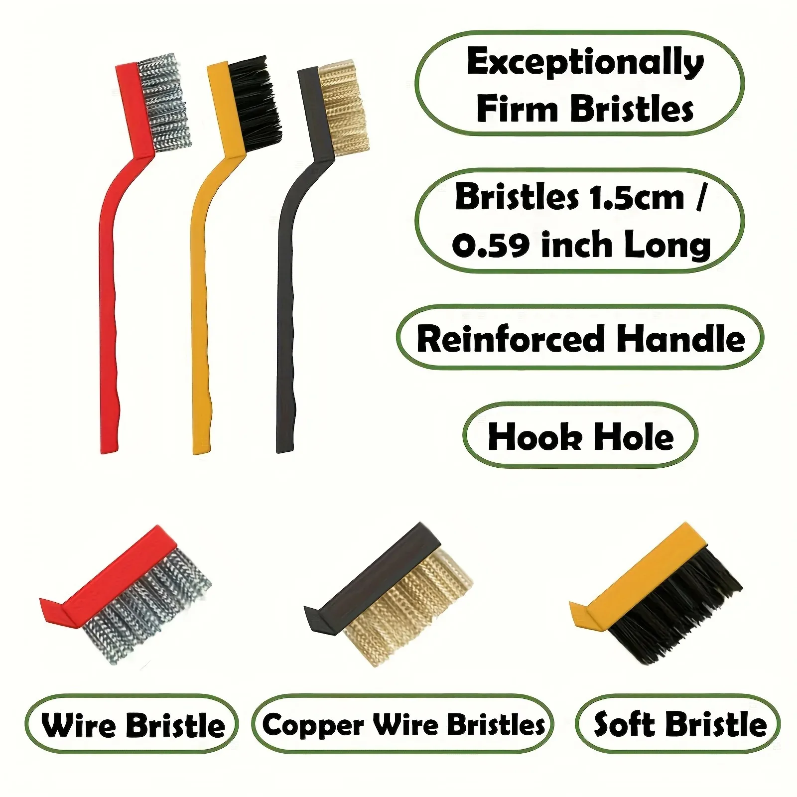 1 Set Stainless Steel Copper Nylon Wire Brush Rust Scrub Remove Cleaning Tools Machinery Molds Parts Manual Cleaning&maintenance