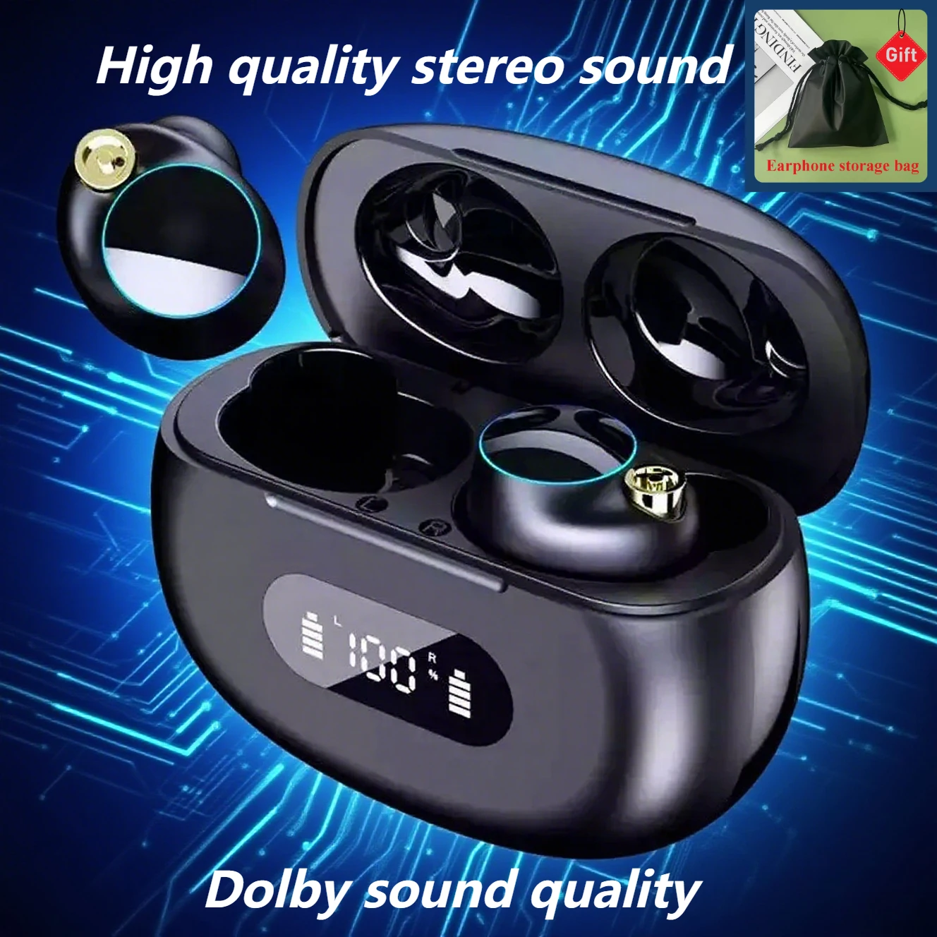 

Wireless Bluetooth Earphones IPX7 Waterproof Sport Headphones HIFI Stereo Bass Music TWS Earbuds Noise Cancelling Gaming Headset