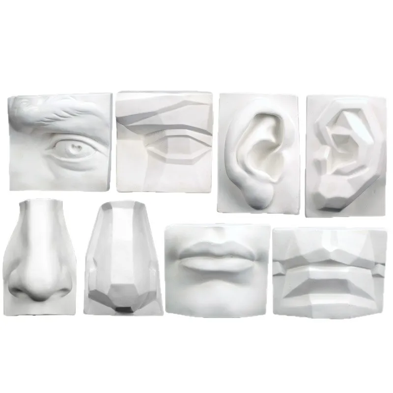 Plaster Facial Features Drawing Model Art Supplies Eye Nose Mouth Cast Sculpture Statue for Student Sketching Practice