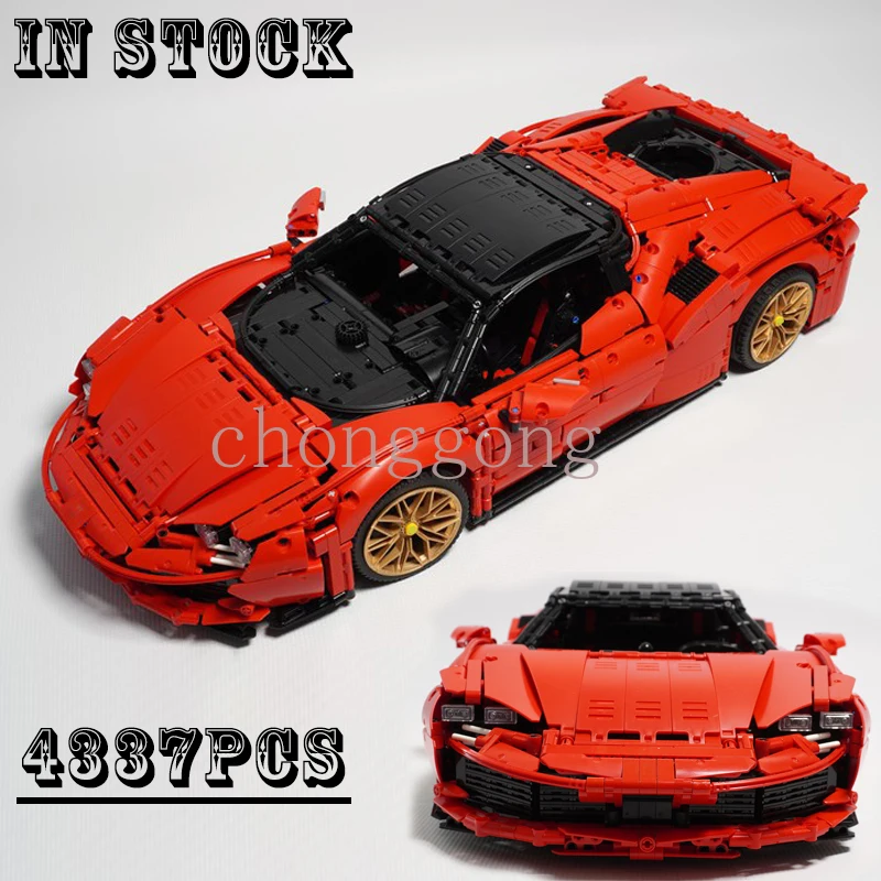 

New Moc SF90 Stradale 1:8 Scale Super Sports Car Model Buiding Kit Creators Block Bricks Toys for Kids Birthday Gifts Boys Set