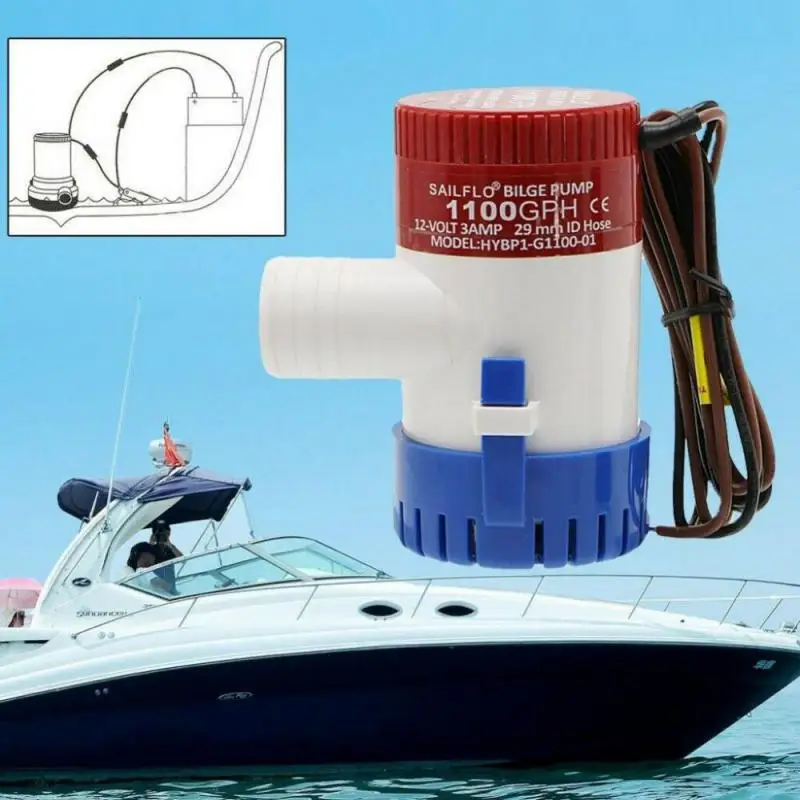 Submersible Pump Electric Water Pump 12V 500/1100GPH Filter Water Mini 24V Bilge Solar Micro Motor Boat Marine Pump 12V