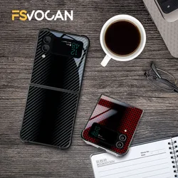 Carbon Fiber Pattern Case For Samsung Galaxy Z Flip4 Z Flip 7 6 5 3 5G 3 4 Drop Tested Protection Colorful Phone Cover Glossy