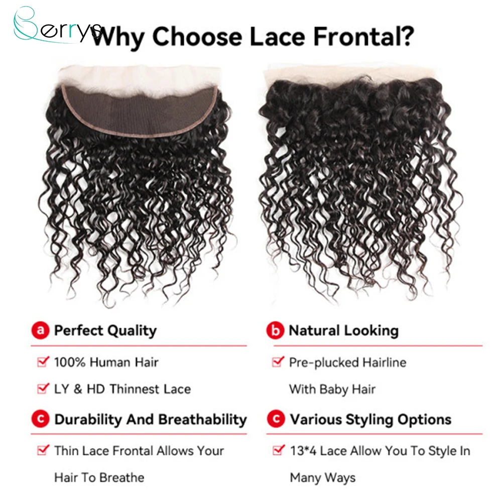 Water Wave lace Frontal Invisible 13x6 HD Transparent Lace Melt Skins Brazilian 13x4 HD Frontal Pre Plucked With Baby Hair