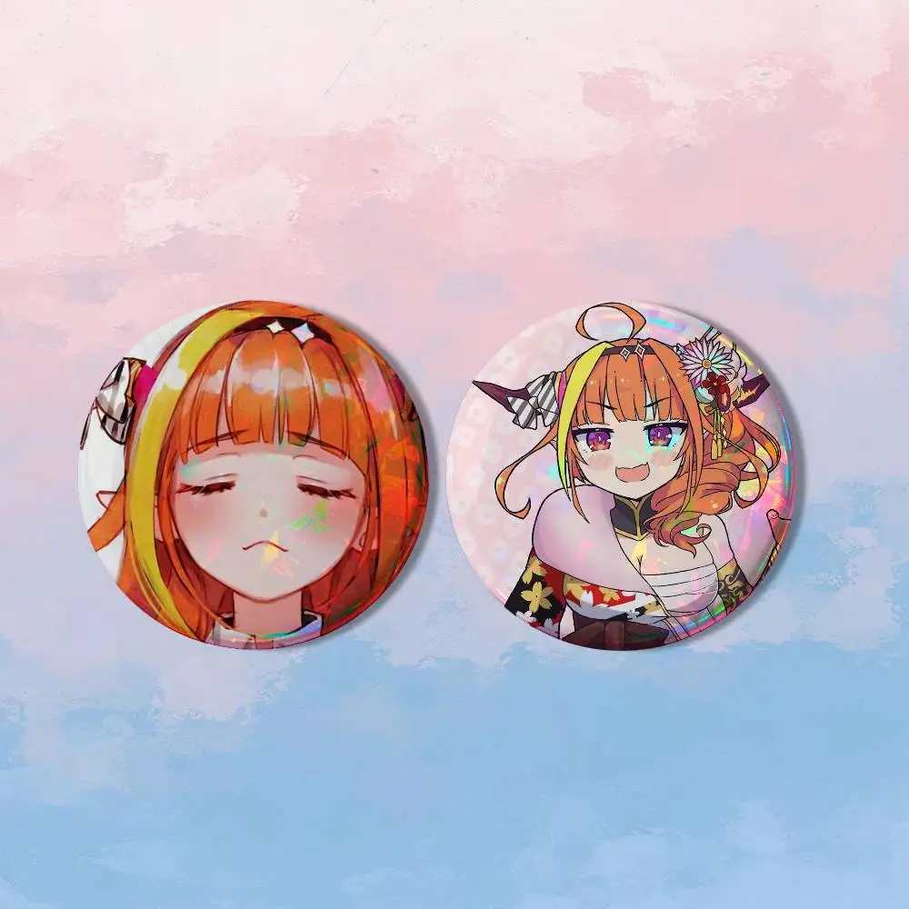 Hololive Kiryu Coco 2 piece set Badges On Backpack Jacket Cartoon Round Brooches Acrylic Button Pins Collection Gifts