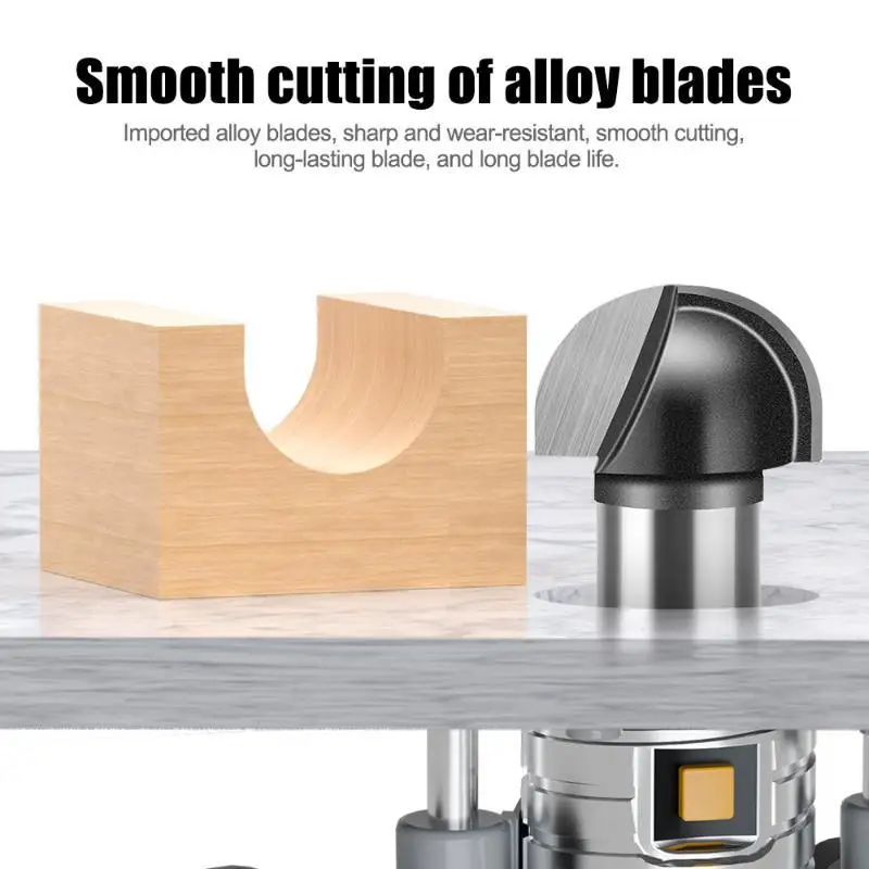 Round Bottom Router Bit Semicircular Slotting Cutter Smooth Cutting Burr Free for Home Woodworking DIY Carpentry Repair Tasks