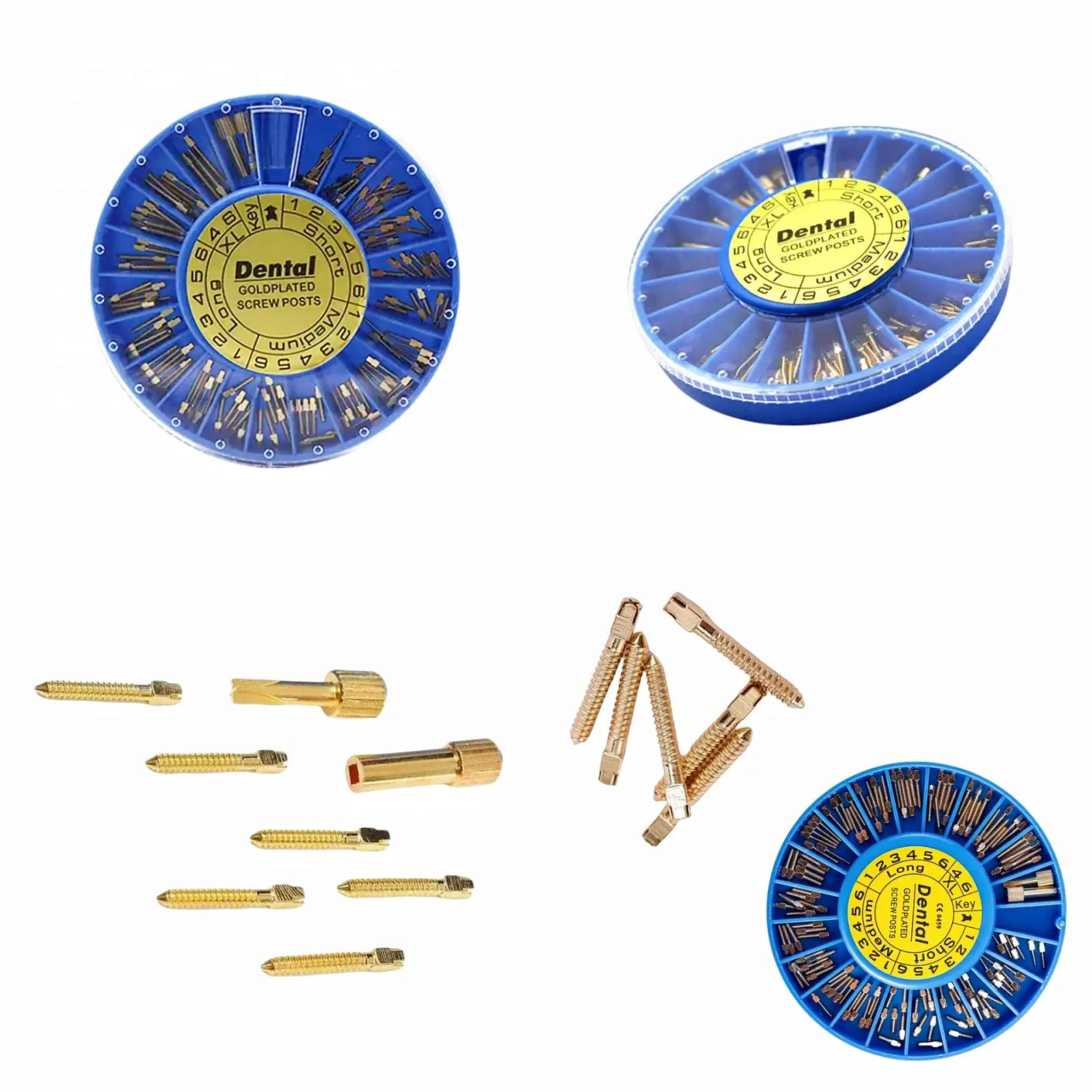 120Pcs Gold Plated Dentals Implants Screw Pivot Tapered Titanium Abutment Kit