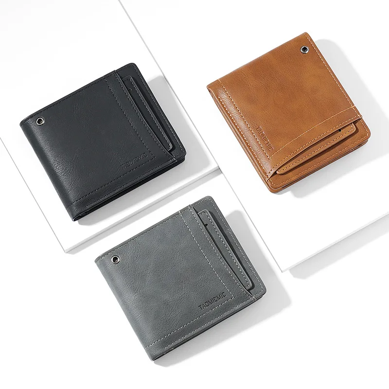 Men Vintage PU Leather Bifold Wallet Short Business Casual Purse Multi Card Slots Portable Slim Coin Pocket Wallet For Men