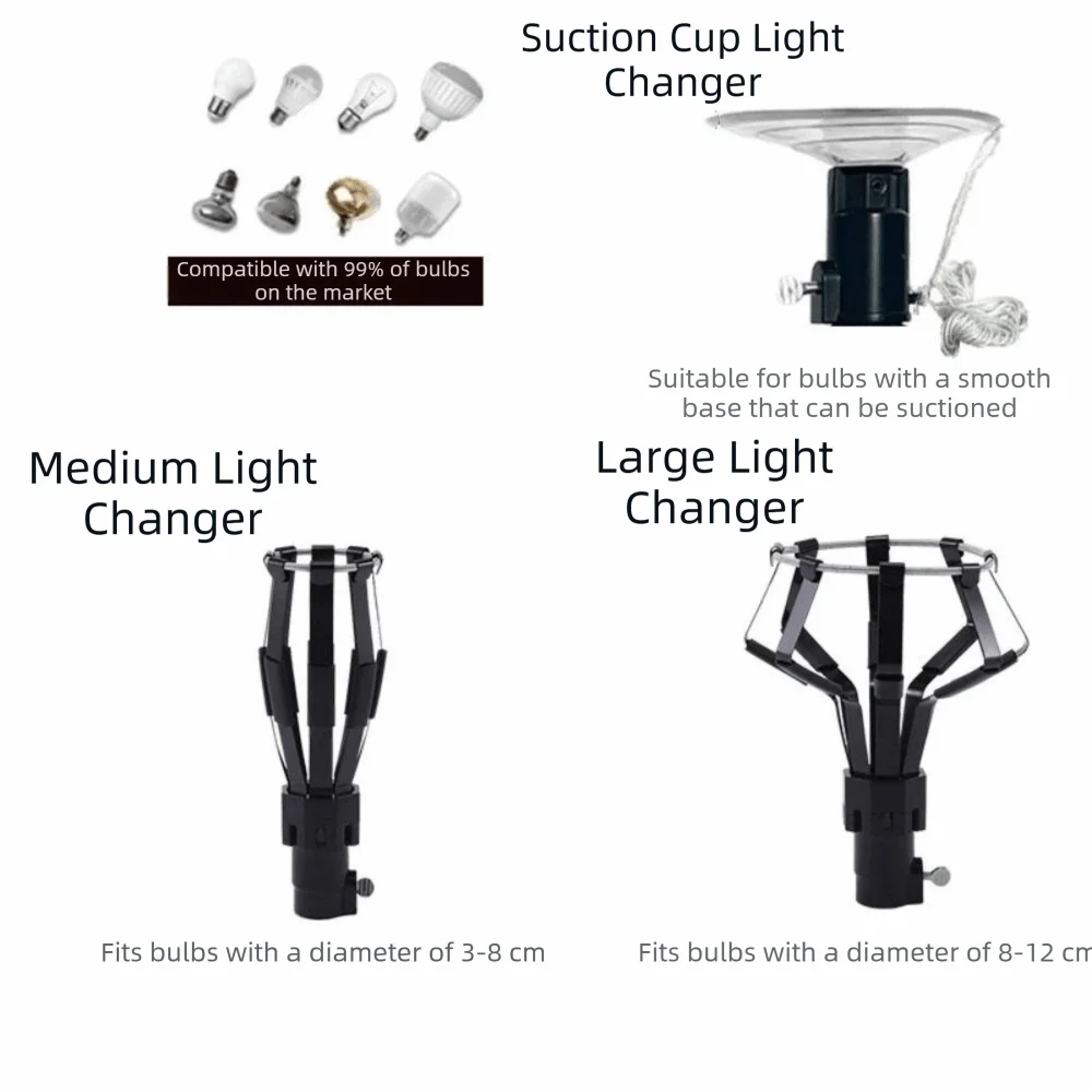 1/3Pcs Professional Light Bulb Changer Aluminum alloy Extension Pole Light Bulb Changing Tool Suction Cup Telescopic Rod