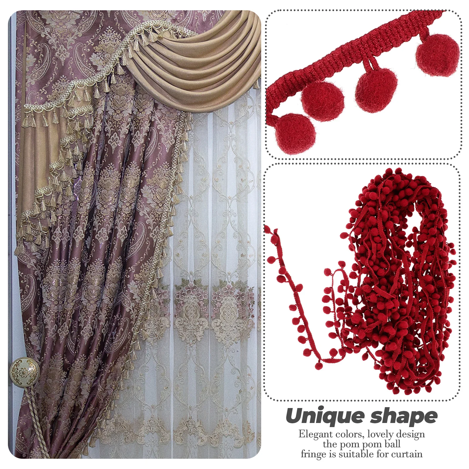 

DIY Fringe Trim Ball Sewing Lace Making Acrylic Yarn Craft Elegant Colors Pom Pom Trim Lace Tassel Applique Trims Wedding