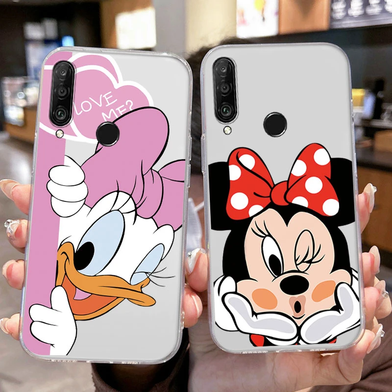 لهواوي P30 P20 لايت برو Y6 Y7 Y9 P الذكية 2019 الشرف 9X جراب هاتف زوجين ميكي ميني ماوس غرزة غطاء شفاف واضح