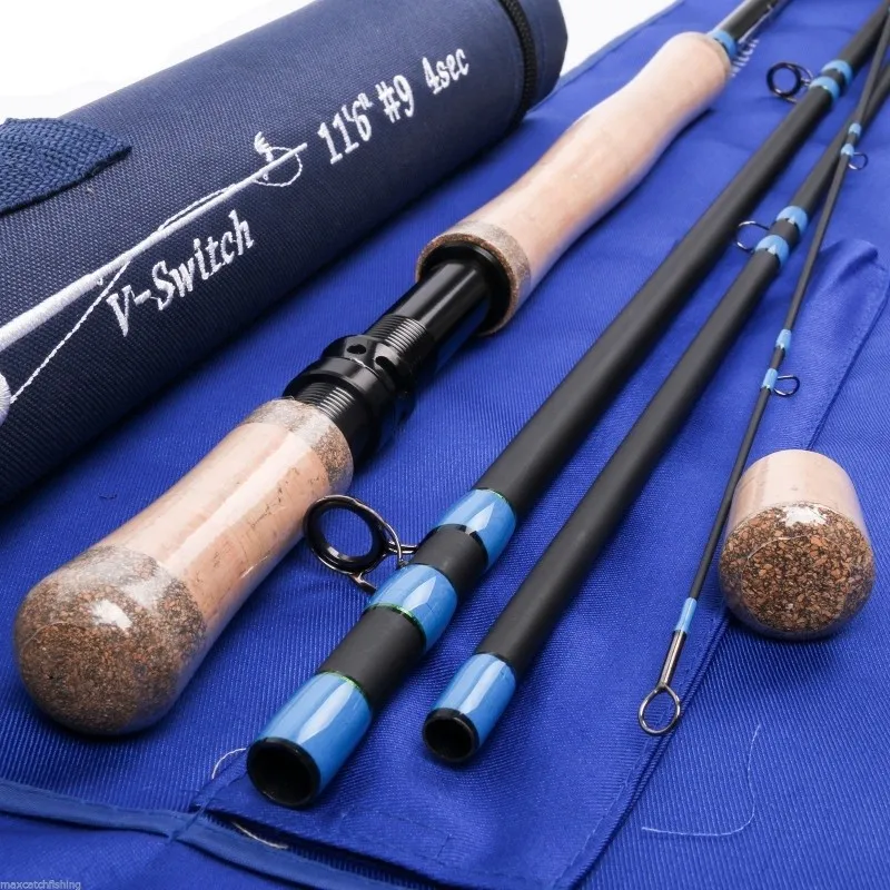MAXIMUMCATCH V-Switch Fly Rod 11-11.6ft 4-9WT with Interchangeable Fighting Butts Two-Handed Performance Fly Fishing Rod