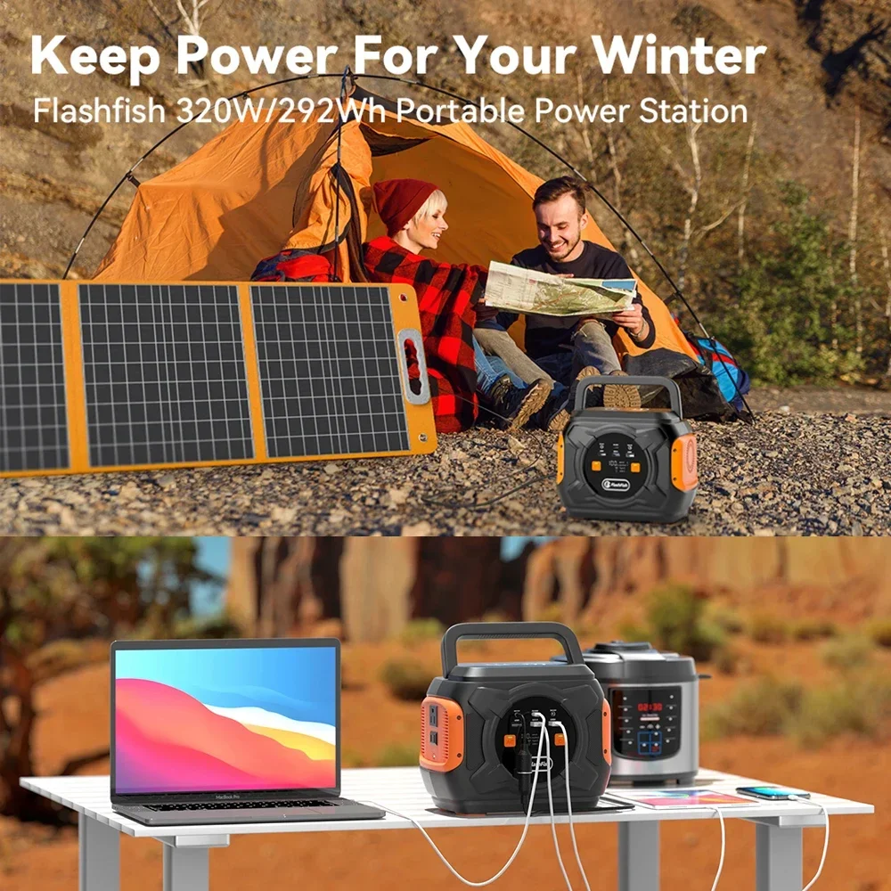 100W Portable Solar Power Station 110V 220V Solar Generator 292Wh Emergency Backup Power Bank Solar Charging Station for Camping