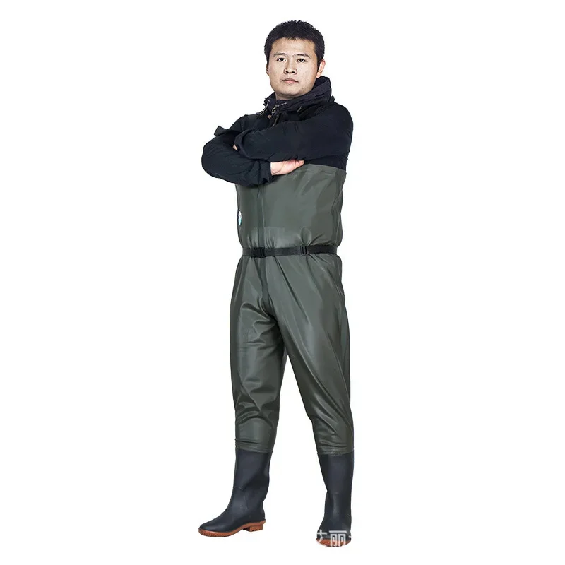 

PVC Wear-resisting Pants Outdoor Camping Fishing Breed Overalls Wader Shoes Bottoms Non-slip Boots Wading Trousers Eu38-46