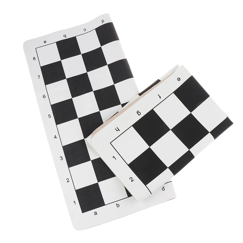 

1PC Black And White Foldable Chess Board 43*43CM/51*51CM Soft Checkerboard PU Leather Tournament Chessboard Child Games Fittings