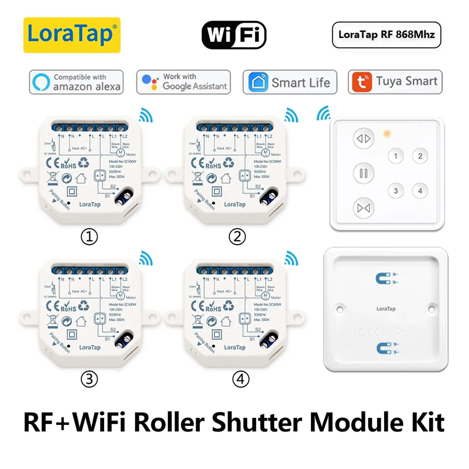 LoraTap RF WiFi ผ้าม่านลูกกลิ้งมู่ลี่ผ้าม่านมอเตอร์โมดูลสวิทช์รีโมทคอนโทรล Smart Life Home เปิดหน้าต่างอัตโนมัติ