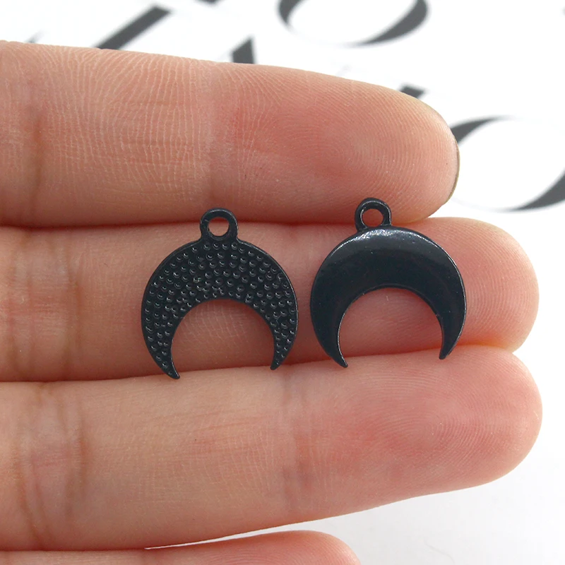 10pcs/pack Cool Black Crescent Moon Alloy Earring Charms Punk Popular Earring Bracelet Small Pendant DIY Jewelry Make C128