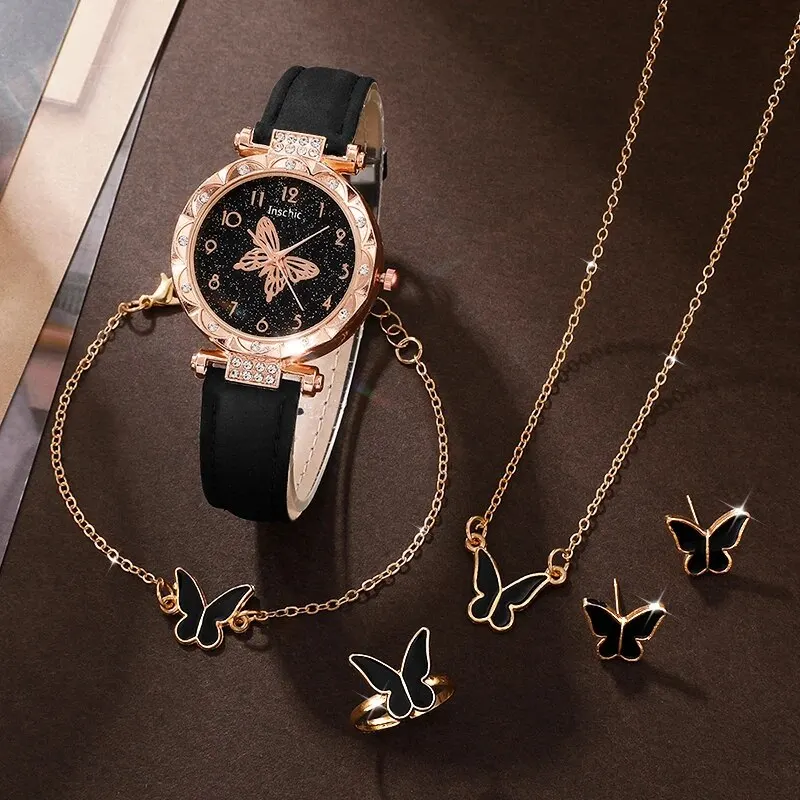 6pcs Set Women Watches Luxury Female Clock Quartz Wristwatch Diamond Fashion Ladies Wrist Watch Reloj Mujer Relogio Feminino