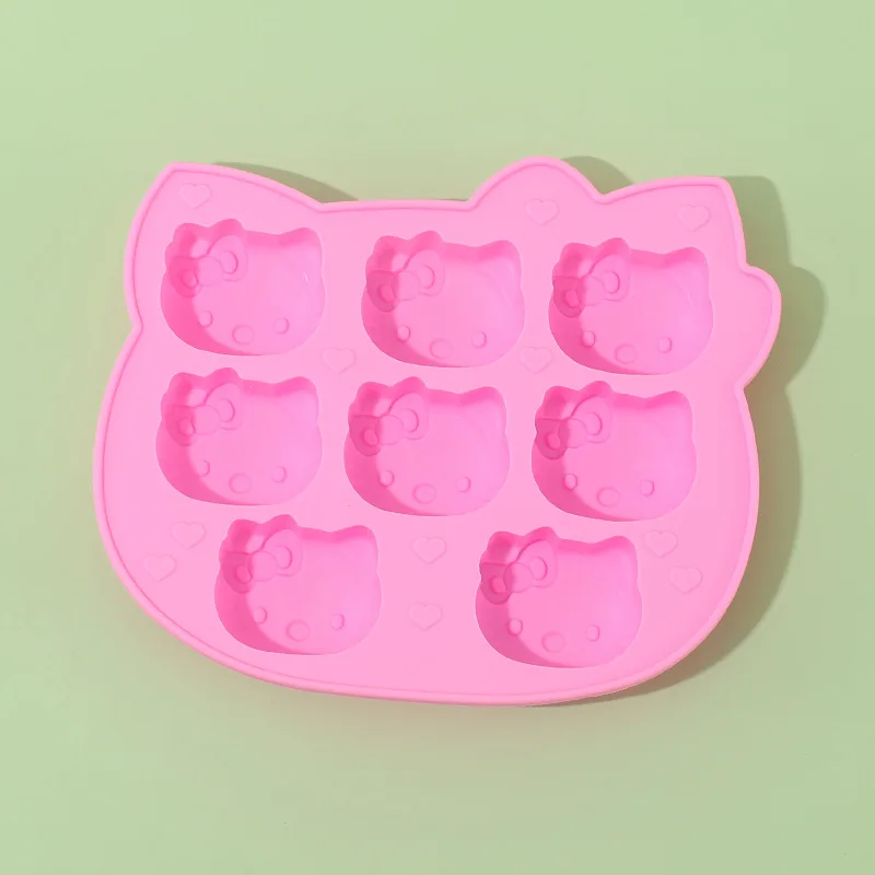 Sanrio Kawaii Hello Kitty Ice Tray Children's Cartoon 8 Silicone Cake Mold Home Baking DIY Chocolate Cookie Ice Cube Mold Toys