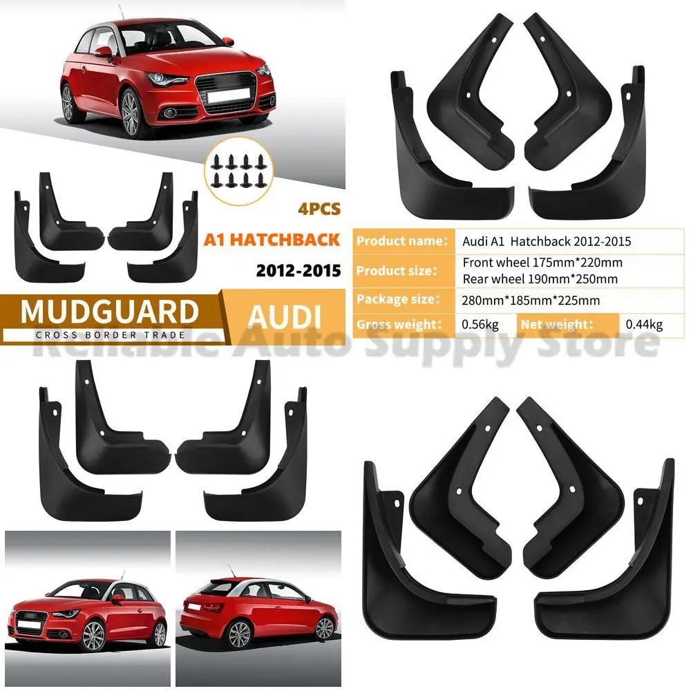 

For Audi A1 Hatchback 2012-2015 Premium Front and Rear Mud Flaps Rubber Fender Guards Durable Protection for All Weather Conditi