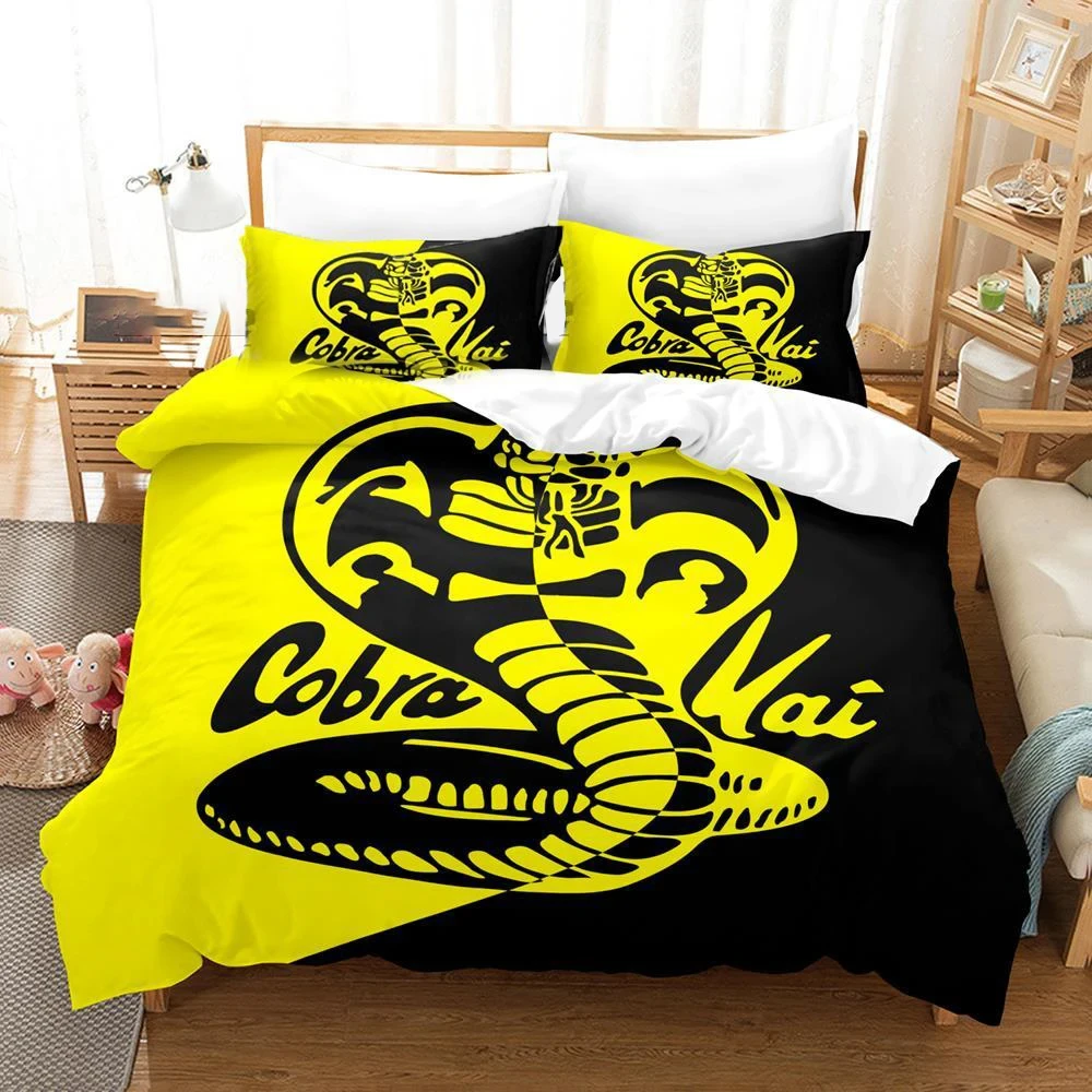 3D Print Cobra Kai Karate Bedding Set Duvet Cover Bed Set Quilt Cover Pillowcase Comforter king Queen Size Boys Adult Bedding