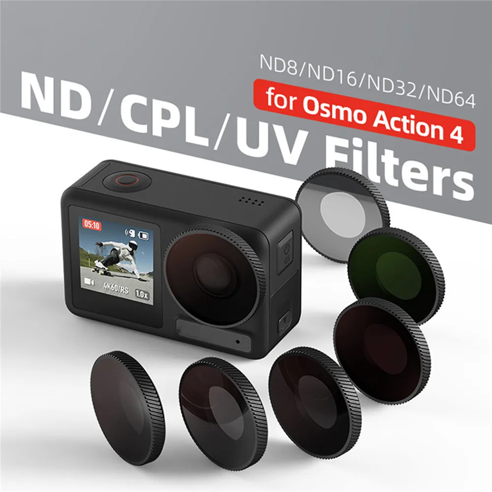 

New CPL UV ND8 ND16 ND32 ND64 Lens Filter Set Aluminium Alloy Frame for DJI OSMO Action 4 ND CPL Lens Action Camera Accessories